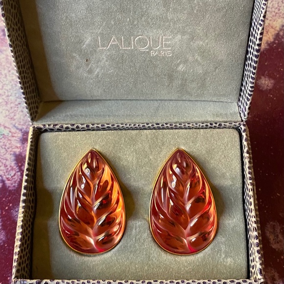 Vintage Lalique Crystal Earrings - Picture 3 of 12
